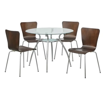 5pc Itza Round Glass Top And Chrome Base Dining Set - Buylateral - Image 8