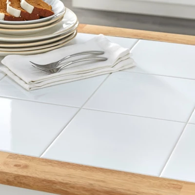 Tara Tile Top Dining Table White/Natural - Buylateral - Image 2