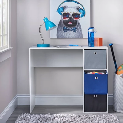 Student Writing Desk With 3 Fabric Bins - Buylateral - Image 2