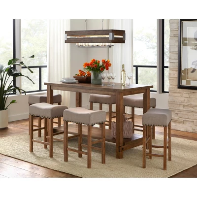 Hathaway Nailhead Counter Height Dining Table Driftwood - Buylateral - Image 4