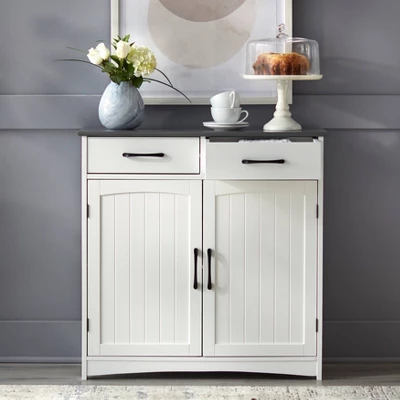 Dalton 2 Door Buffet Cabinet White/Charcoal Gray - Buylateral - Image 3