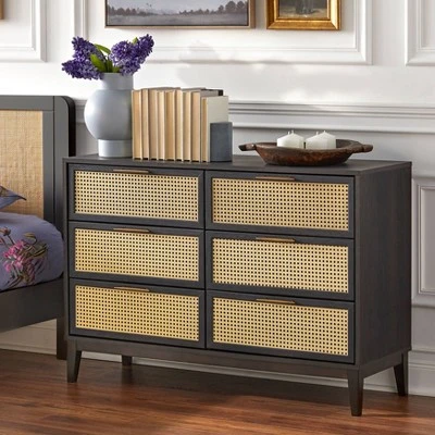 Andros 6 Drawer Dresser With Faux Cane Drawer Fronts - Buylateral