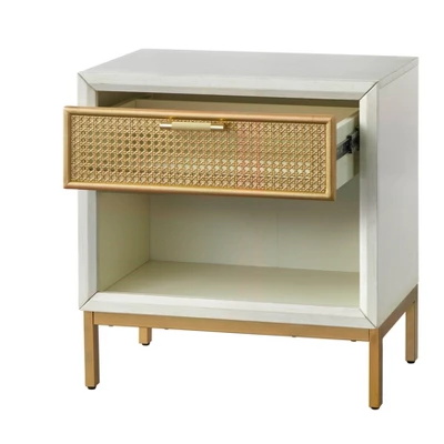 Lati Rattan Drawer End Table White/Natural - Buylateral - Image 3