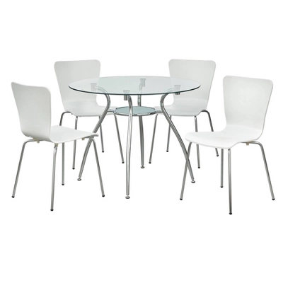 5pc Itza Round Glass Top And Chrome Base Dining Set - Buylateral - Image 10