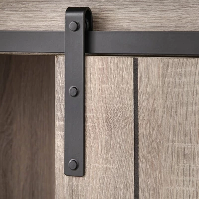 71" Glasbern Tall Farmhouse Barn Door Bookcase Weathered Gray - Buylateral - Image 3