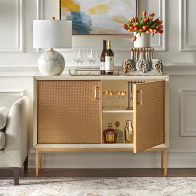 Lati Rattan Door Buffet Antique White/Natural - Buylateral - Image 2