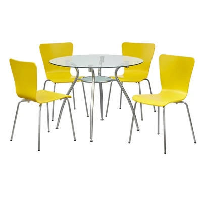 5pc Itza Round Glass Top And Chrome Base Dining Set - Buylateral - Image 11