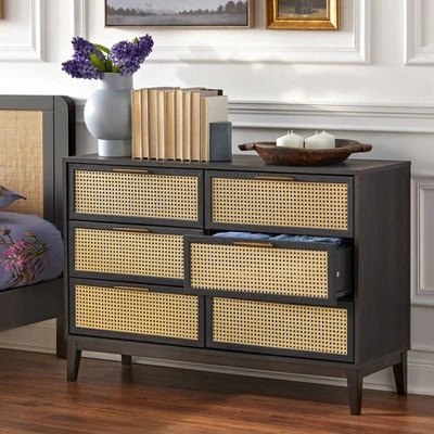 Andros 6 Drawer Dresser With Faux Cane Drawer Fronts - Buylateral - Image 2