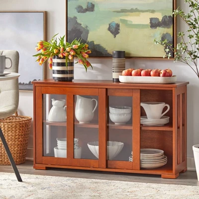 Pacific Stackable Cabinet With Sliding Glass Doors Walnut - Buylateral - Image 2