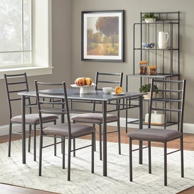 5pc Liv Rectangular Dining Set Black/Gray - Buylateral