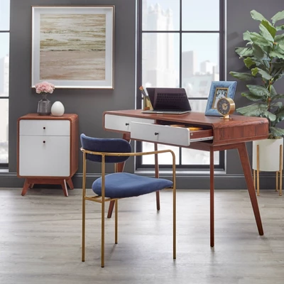 Cassie Writing Desk White/Walnut - Buylateral