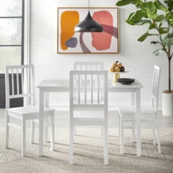 5pc Camden Rectangular Dining Set White - Buylateral