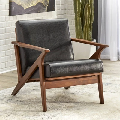Bianca Mid-Century Modern Armchair Black/Walnut - Buylateral