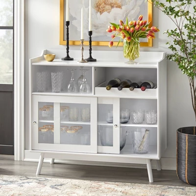 Dublin Bar Cabinet With Sliding Glass Doors White - Buylateral - Image 2