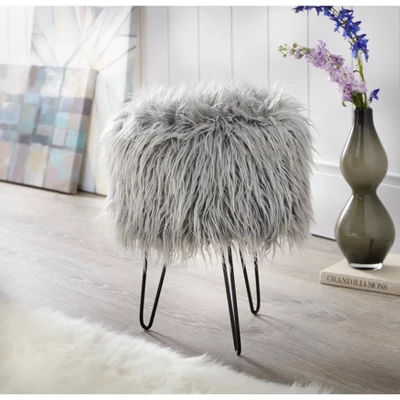 Patrice Faux Fur Stool - Buylateral