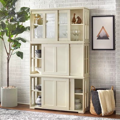 Pacific Stackable Cabinet With Sliding Glass Doors Walnut - Buylateral - Image 4