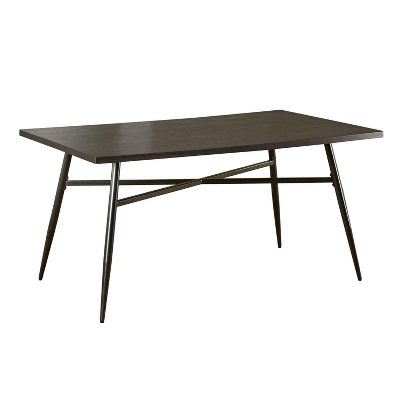 7pc Milo Rectangular Wood With Metal Fram Dining Set Black/Espresso Brown - Buylateral - Image 5