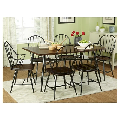 Milo Rectangular Wood With Metal Frame Dining Table Black/Espresso Brown - Buylateral - Image 2