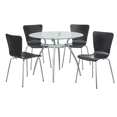 5pc Itza Round Glass Top And Chrome Base Dining Set - Buylateral - Image 6