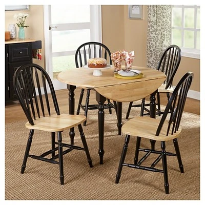 5pc Double Drop Leaf Dining Set Wood - Buylateral - Image 2