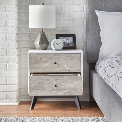 Crislana Mid-Century Nightstand White/Weathered Gray - Buylateral - Image 2
