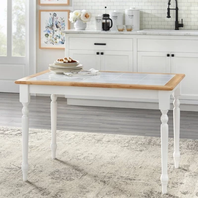 Tara Tile Top Dining Table White/Natural - Buylateral